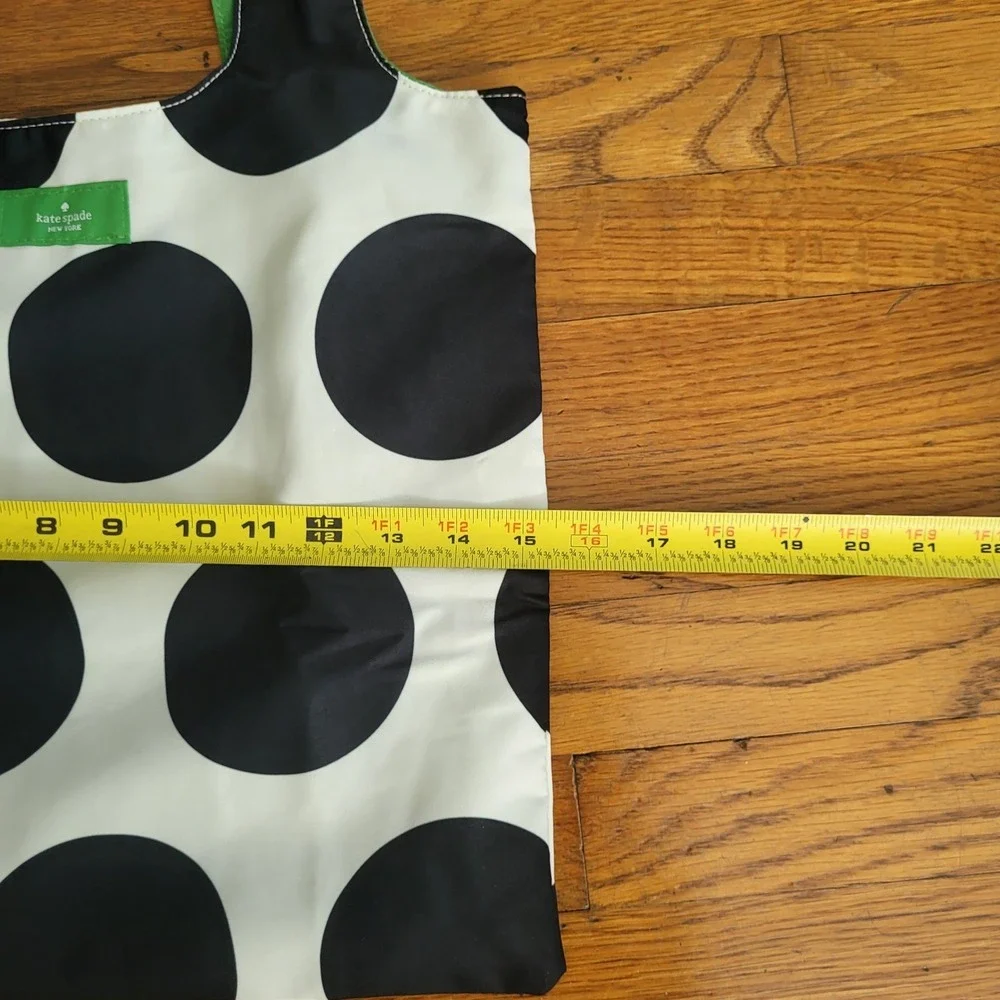 Kate Spade Reversible Tote Bag Polka Dot Polyester black White Green